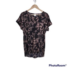 Cabi Tate Firework Black Pink Short Cuff Sleeve Tunic Top Blouse Sz S